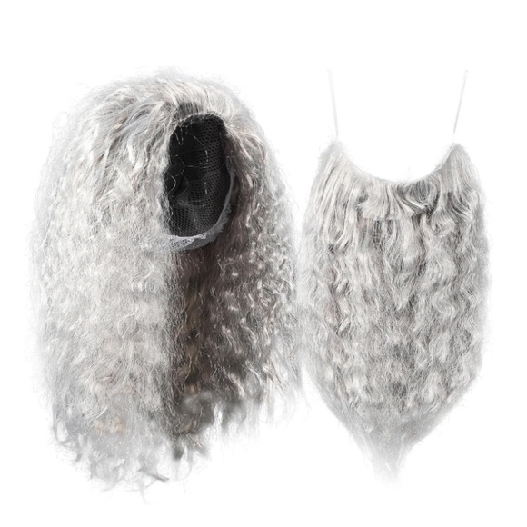 New Skeleton Grey Wig & Beard Set - Picture 6 of 14